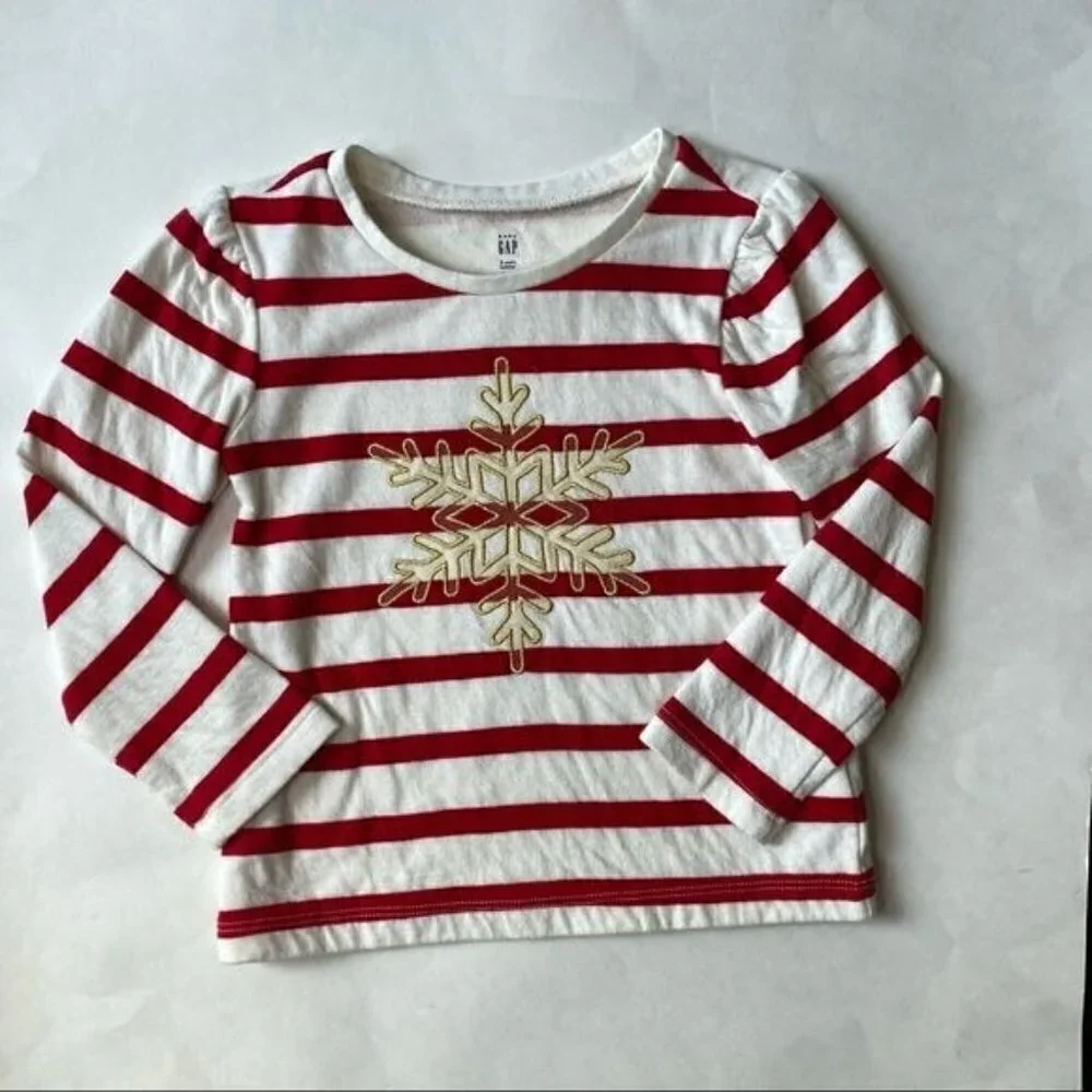 Gap Snowflake Striped Long Sleeve Top 3